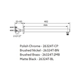 Statement Dual Function Wall Mount Rainhead Arm  482mm Brushed Brass  26324T-2MB