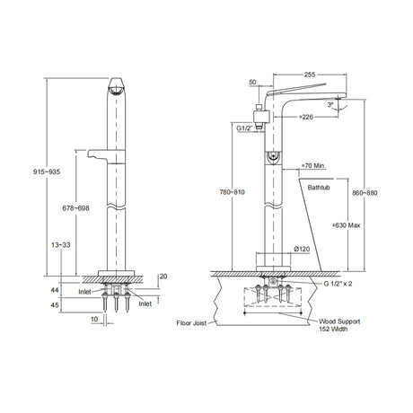 Avid FM Bath Filler with Mounting Plate Polished Chrome 21359A-CP
