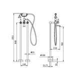 York Freestanding Bath Set With Metal Hand Shower Brushed Nickel