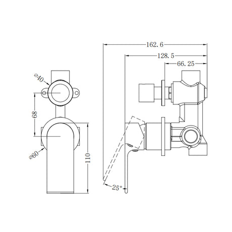 Bianca Shower Mixer With Divertor Separate Plate Chrome