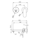 Ecco Wall Basin/Bath Mixer Separate Back Plate Brushed Gold