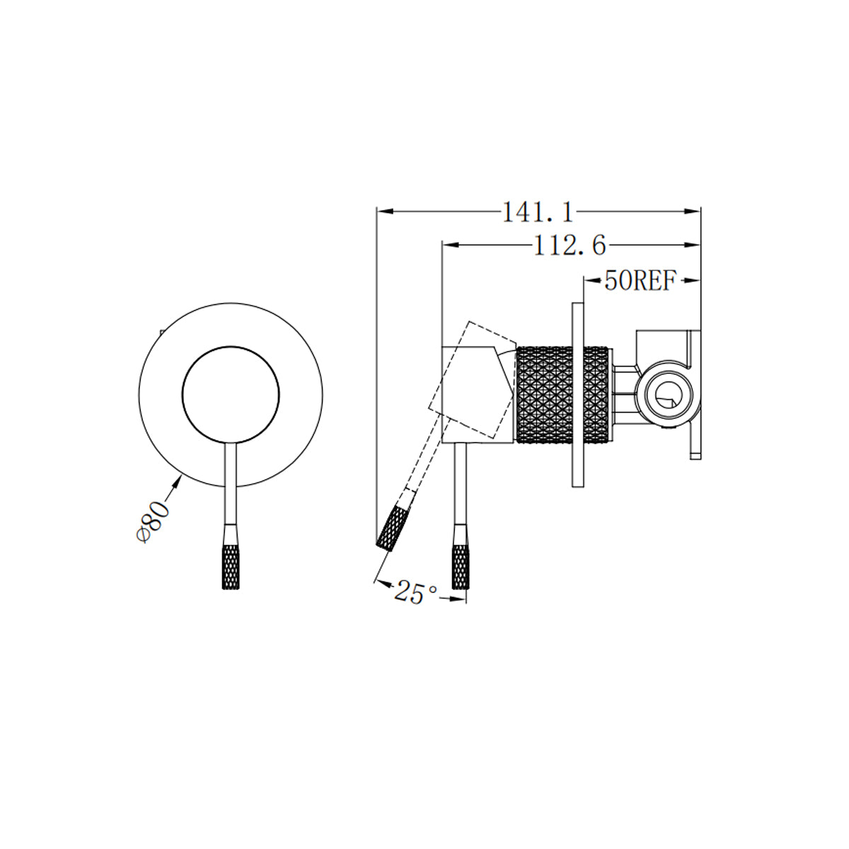 Opal Shower Mixer 80mm Plate Graphite