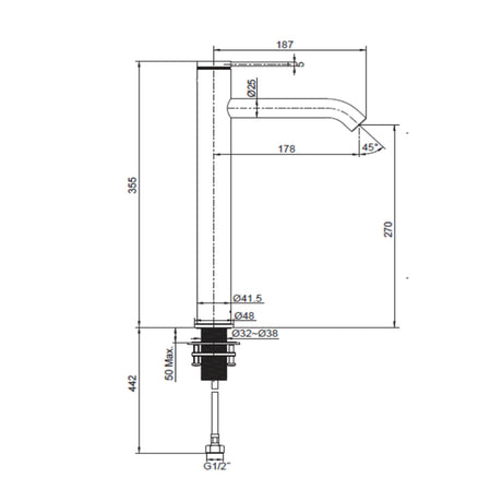 Components Super Tall Single Lever Basin Mixer - Brushed Brass