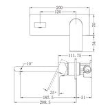 Bianca Wall Basin/Bath Mixer 187mm Brushed Bronze