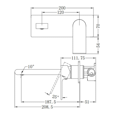 Bianca Wall Basin/Bath Mixer 187mm Brushed Bronze