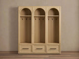 Hattie Oak Wood Entryway Cabinet Storage Tall Cabinet With Hooks
