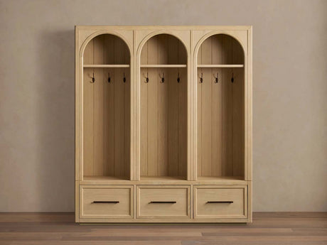 Hattie Oak Wood Entryway Cabinet Storage Tall Cabinet With Hooks