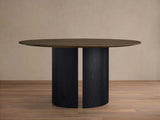 Saint Germain Round Oak Dining Table with Wood Dauphine Base