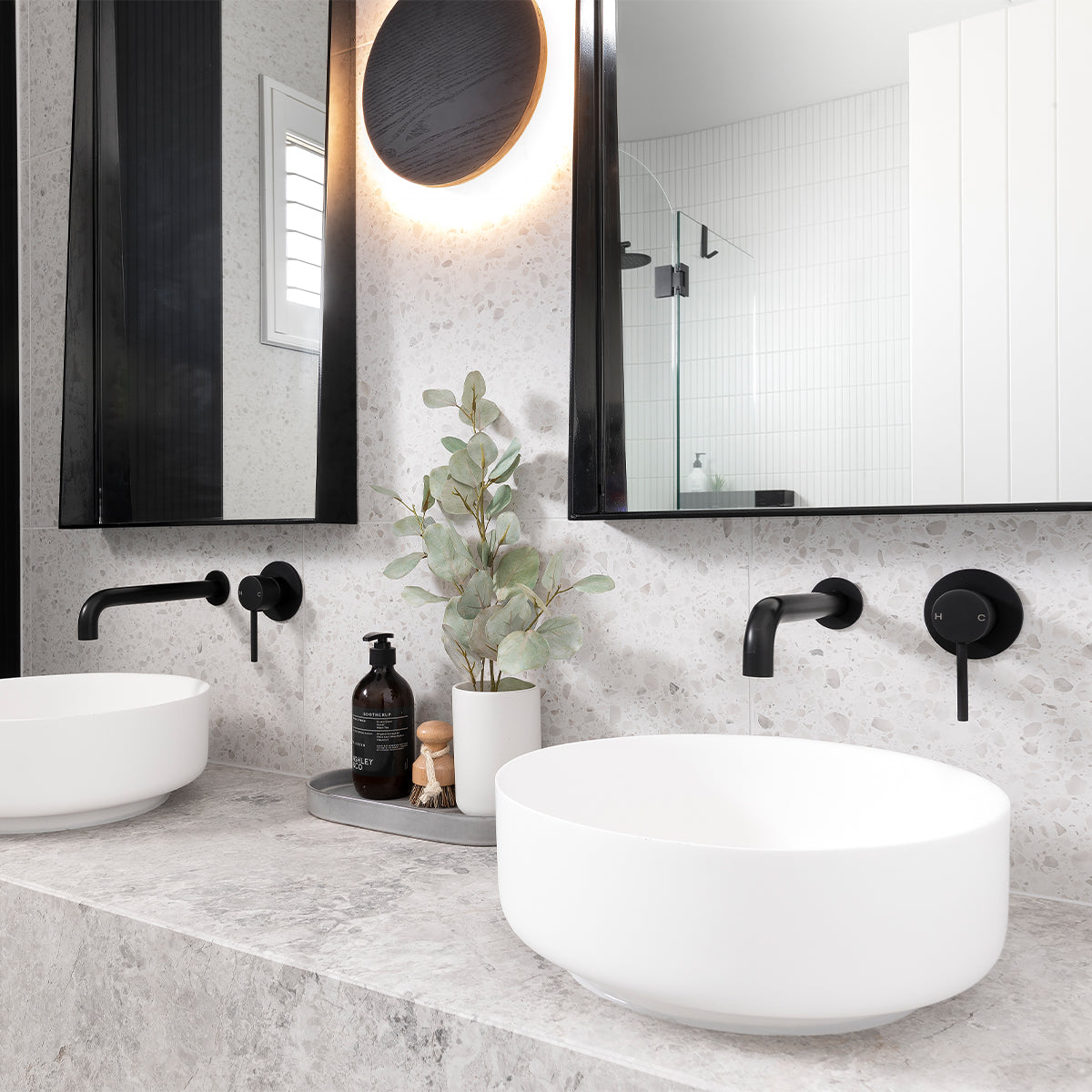 Dolce Wall Basin/Bath Mixer Separate Back Plate Brushed Gold