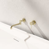 Mecca Wall Basin/Bath Mixer Swivel Spout 225mm Brushed Gold