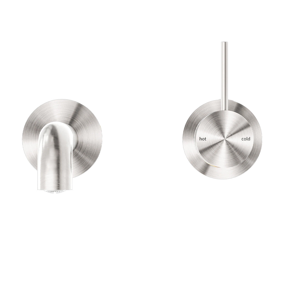 Mecca Wall Basin/Bath Mixer Separate Back Plate Handle Up 185mm Brushed Nickel
