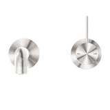 Mecca Wall Basin/Bath Mixer Separate Back Plate Handle Up 185mm Brushed Nickel
