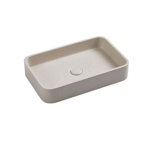 NAGA Cuneo Concrete Basin with Matching Pop-up Waste Rectangle White Sandstone