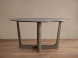Saint Germain Carrara Marble Top Round Dining Table With Wood Rennes Base