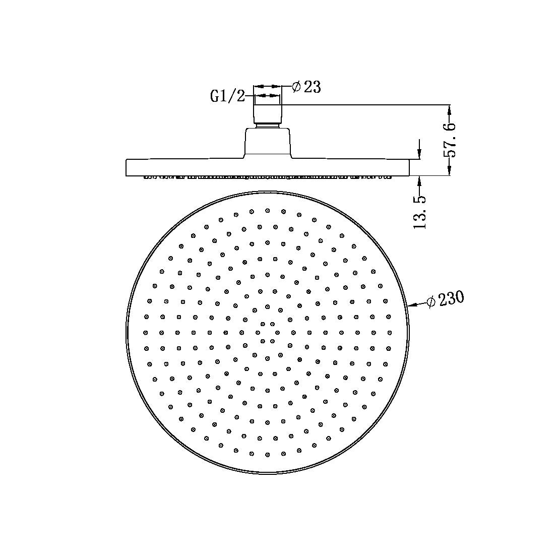 230mm Air Shower Head Matte Black