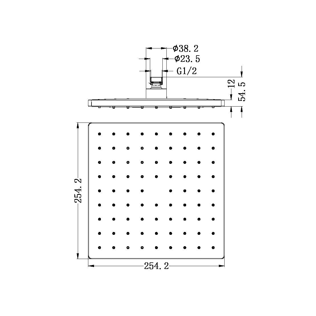 250mm Abs Square Shower Head Chrome