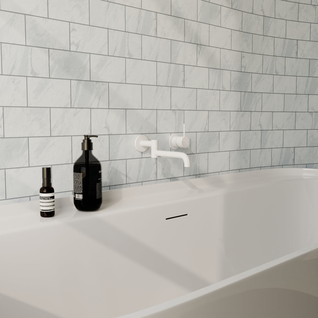 Mecca Wall Mounted Swivel Bath Spout Only 225mm Matte White