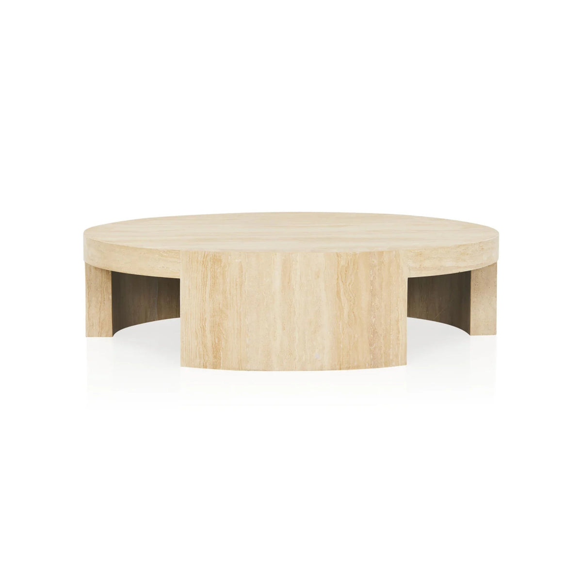 Veneta Round Carrara Marble Coffee Table Living Room Wood Center Tea Table