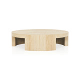Veneta Round Carrara Marble Coffee Table Living Room Wood Center Tea Table