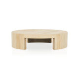 Veneta Round Carrara Marble Coffee Table Living Room Wood Center Tea Table