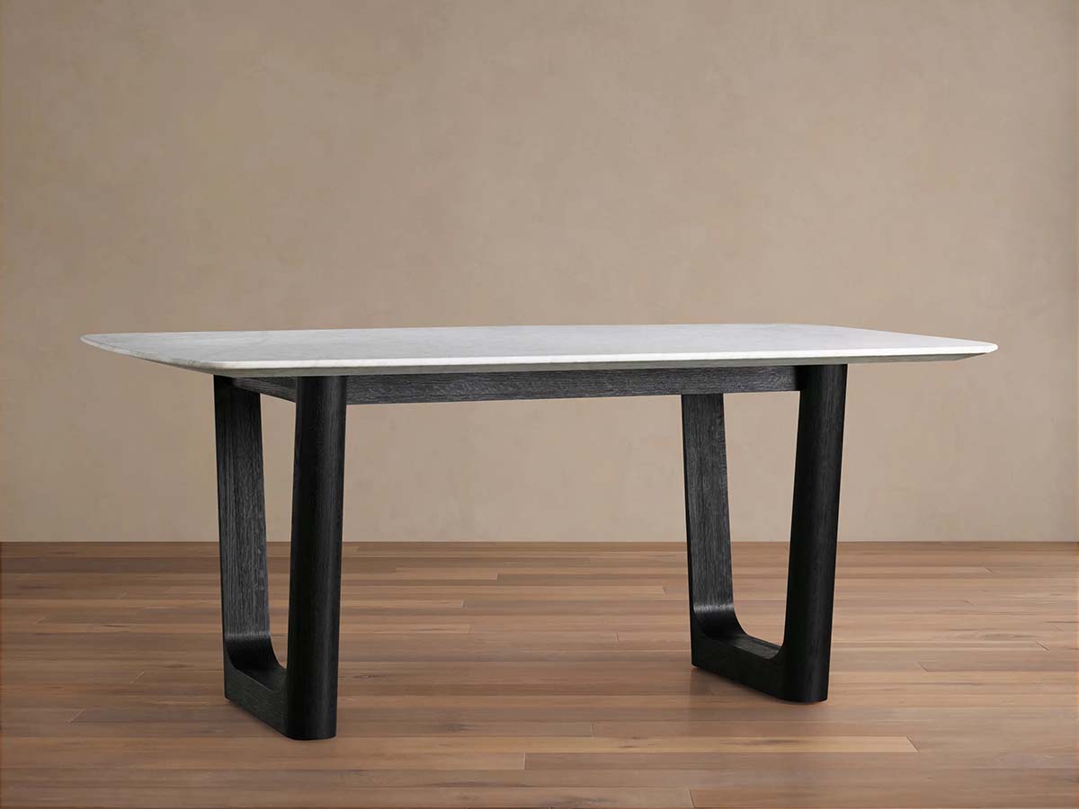 Saint Germain Marble Top Dining Table With Wood Rennes & metal Base