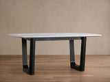 Saint Germain Marble Top Dining Table With Wood Rennes & metal Base
