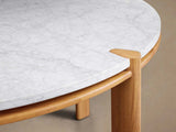 Pyet 48" Round Carrara Marble Top Dining Table with Oak Base
