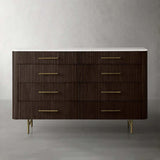 Finnley Wood Eight-Drawer Dresser with Marble or Bluestone Top Rural Chest Of 8 Drawers Cabinet