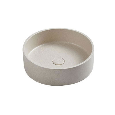 NAGA Burano Concrete Basin with Matching Pop-up Waste Round with 1 Tap Hole White Sandstone