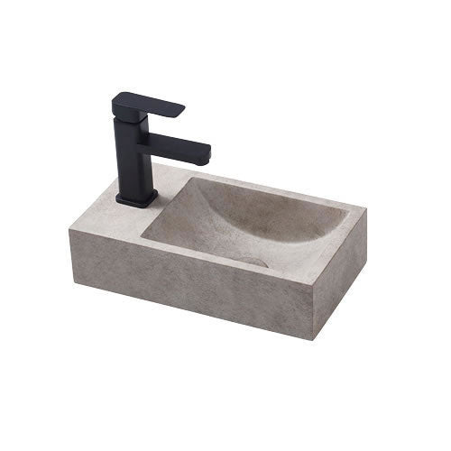 NAGA Spoleto Concrete Basin with Matching Pop-up Waste Rectangle with 1 Tap Hole Burberry Stone