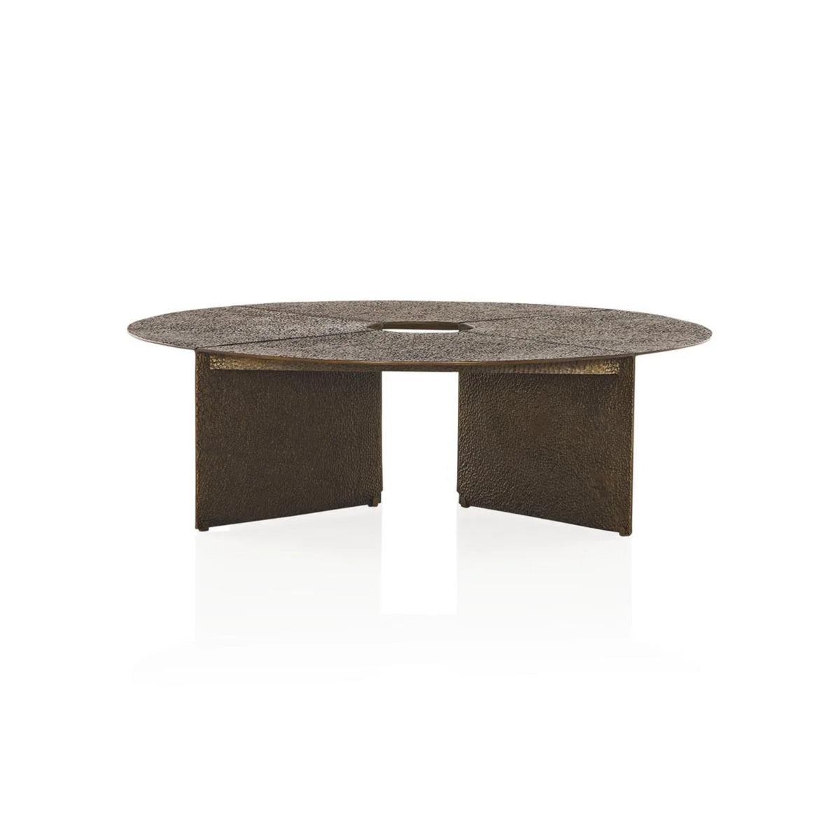 Bowie Hammered Cast Coffee Table Aluminum Sofa Center Tea Table in Antiqued Bronze
