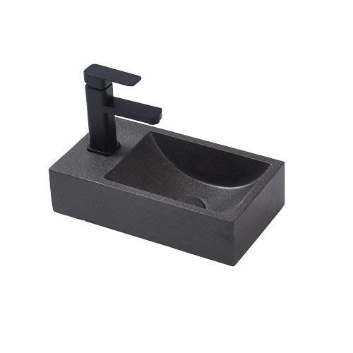 NAGA Spoleto Concrete Basin with Matching Pop-up Waste Rectangle with 1 Tap Hole Black Sandstone