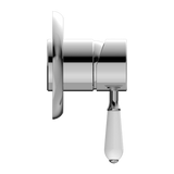 York Shower Mixer With White Porcelain Lever Chrome
