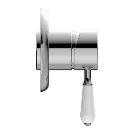 York Shower Mixer With White Porcelain Lever Chrome