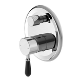 York Shower Mixer With Divertor With Black Porcelain Lever Chrome