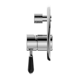 York Shower Mixer With Divertor With Black Porcelain Lever Chrome