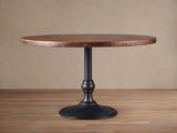 Recycled French Metal Bistro Table Black and Gold Small Dining Table with Cast Iron Wade Base