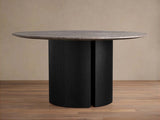 Saint Germain Round Marble Top Dining Table With Wood Dauphine Base