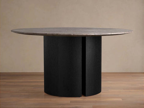Saint Germain Round Marble Top Dining Table With Wood Dauphine Base