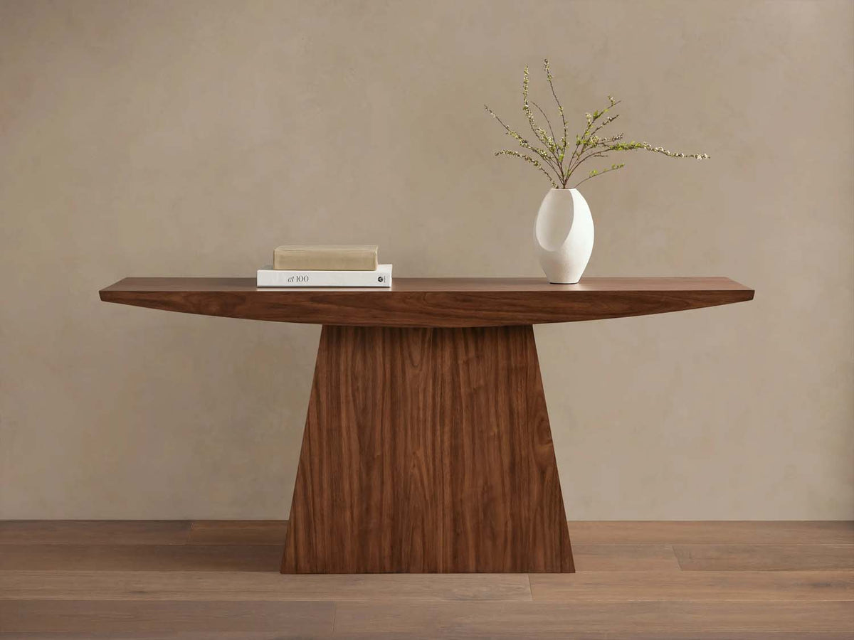 Ilaria Walnut Wood Entryway Console Table Elegant Hallway Entrance Table