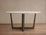 Saint Germain Round Marble Stone Dining Table with Rennes Metal Base