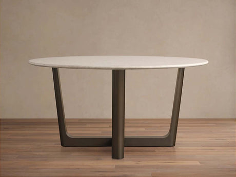 Saint Germain Round Marble Stone Dining Table with Rennes Metal Base