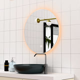 Φ28" Frameless LED Backlit Round Mirror Single-Touch Dimmer Switch & Defogger 45° Wall-Mounted