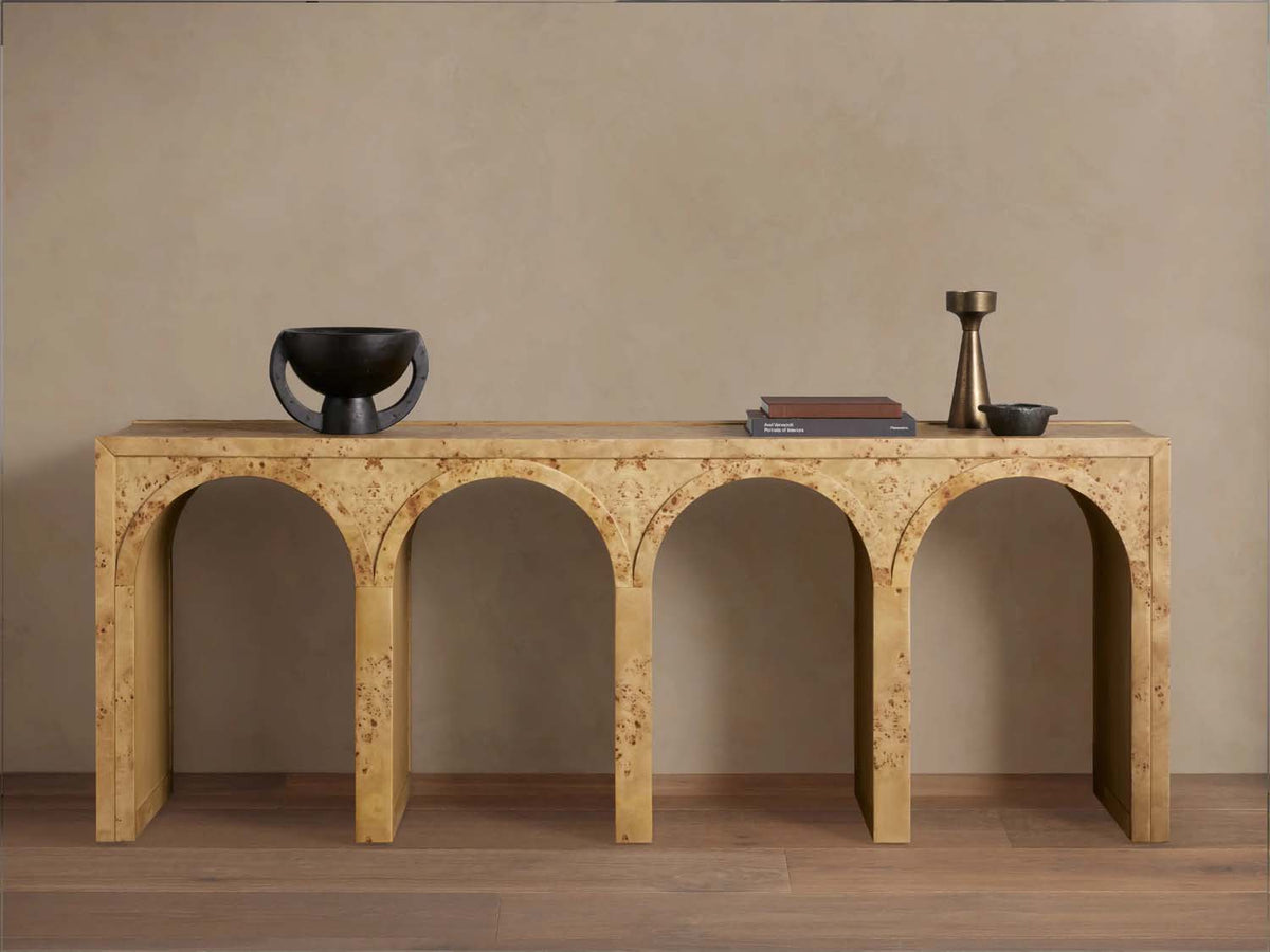 Hattie Wood Console Entryway Table Arch Design Hallway Entrance Table