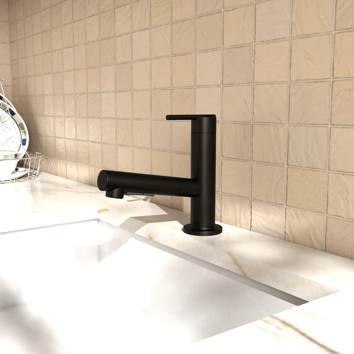 Crue Pull-Out Kitchen Mixer Brushed Brass