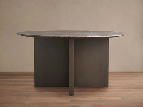 Saint Germain Round Marble Stone Dining Table With Clement Base
