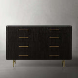 Finnley Wood Eight-Drawer Dresser with Marble or Bluestone Top Rural Chest Of 8 Drawers Cabinet
