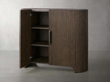 Astor Marble Top Hall Chest Oak Wood Sideboards Reeded Entrance Storage Cabinet