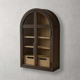 Hattie Medi Century  Style Wall Mounted Storage Cabinet Wood Arched Drawers Cabinet