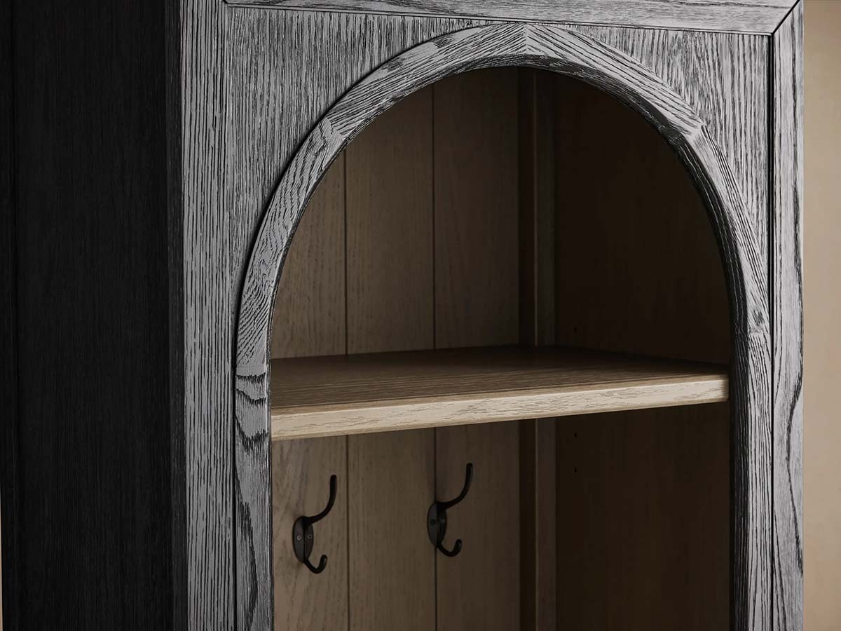 Hattie Oak Wood Entryway Cabinet Storage Tall Cabinet With Hooks